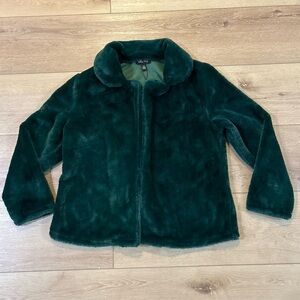 Melissa Paige NWT Deep Green Faux Fur Coat Large